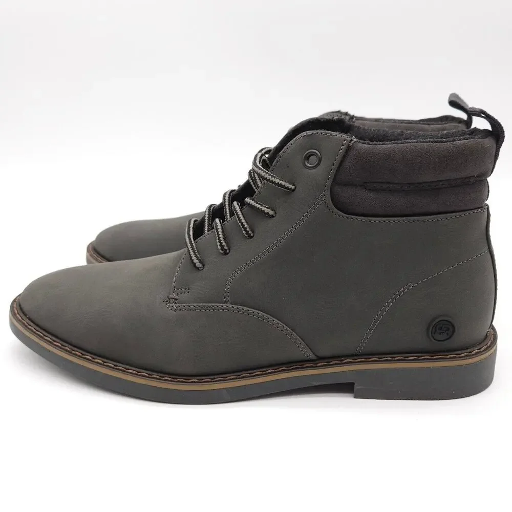 River Island (Mens Size US 8 EU 41) Chukka Ankle Lace Up Gray‎ Biker Dress Boots